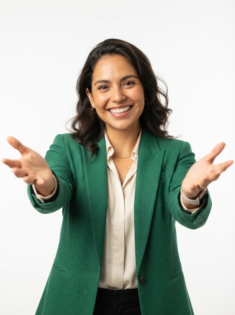 Persona feliz y segura lista para vender más
